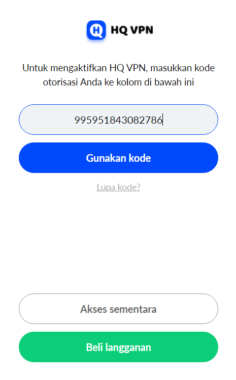 Masukkan kode otorisasi
