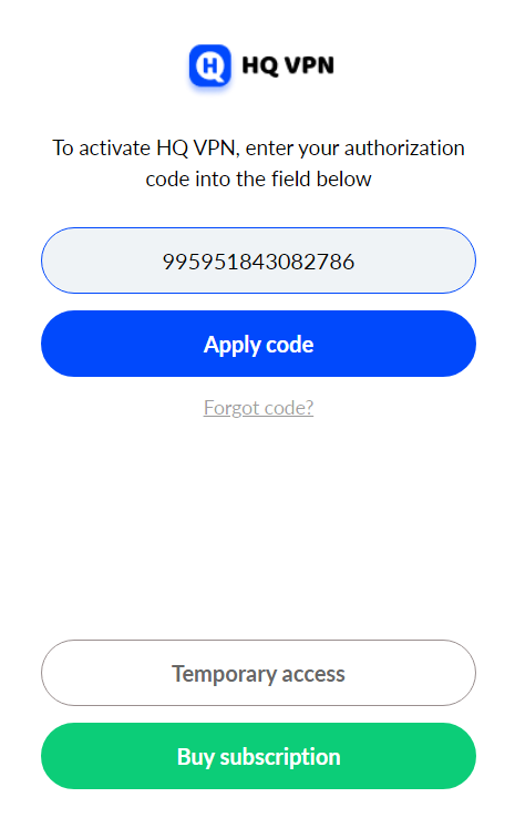 Enter authorization code