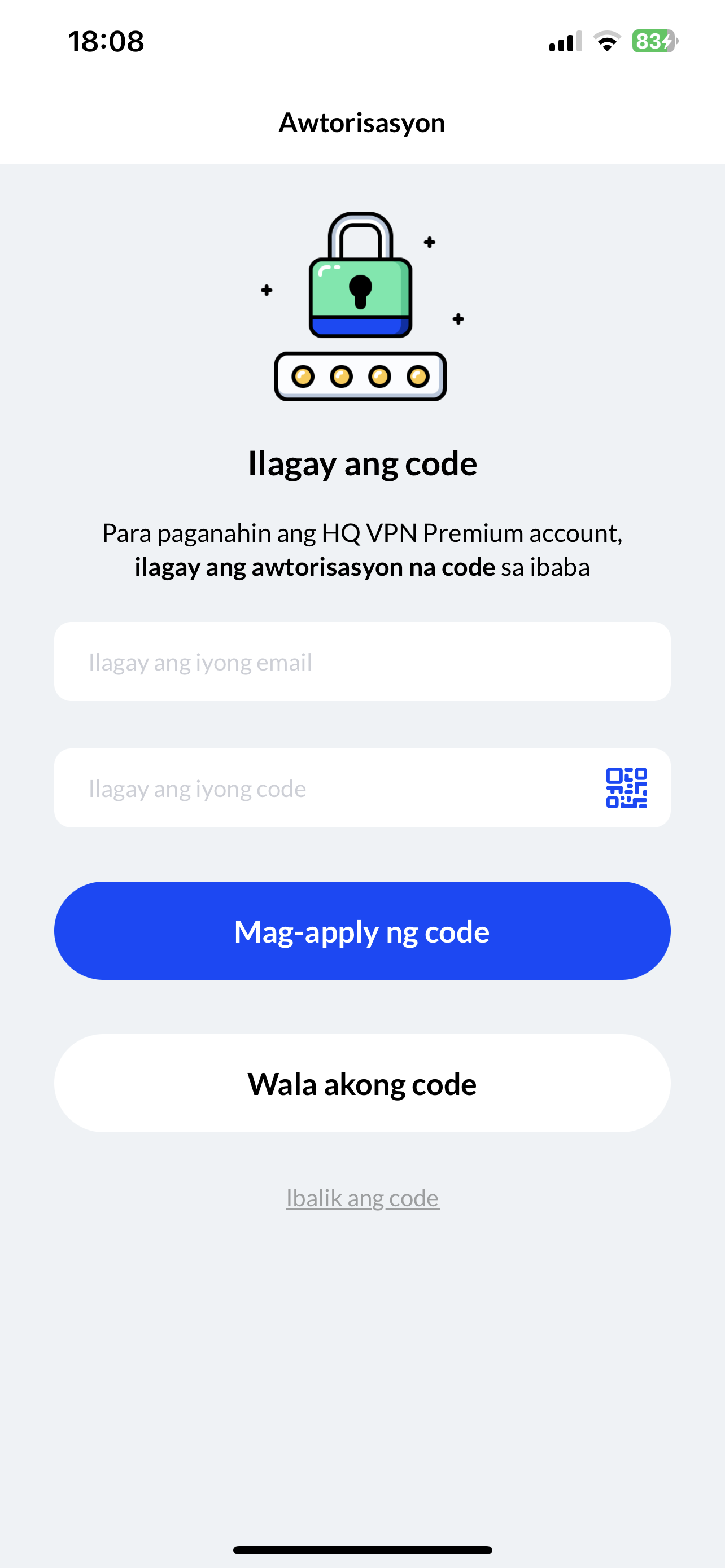 Ilagay ang authorization code